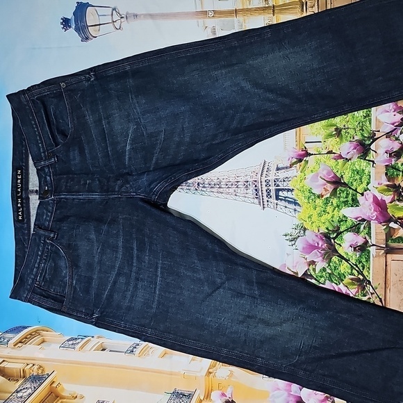 Ralph Lauren Dark Denim Button Fly Slim Jeans Size 36x30‎ - Picture 3 of 10